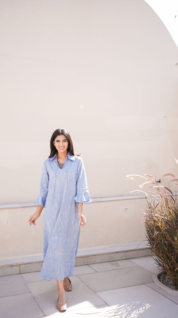 Ariel blue shirt dress