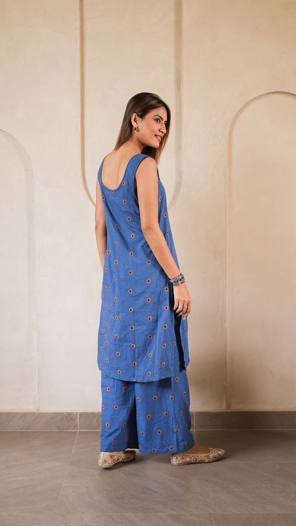 Kira Blue Embroidered Co-ord Set